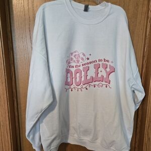 Womans White and Pink Graphic Sweatshirt